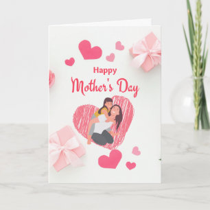 Tarjeta bonita del día de la madre con corazones