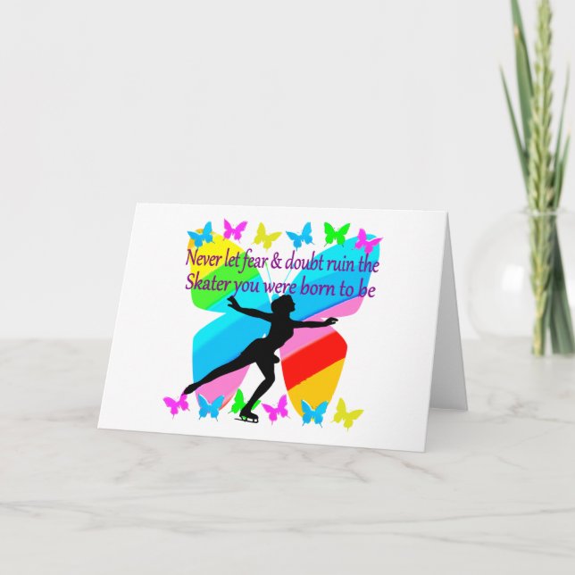 TARJETA BONITA FIGURA PATINADOR INSPIRADOR DISEÑO DE COTAS (Anverso)