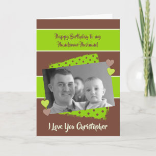 Tarjeta Bonita foto de cumpleaños marrón y verde para mari