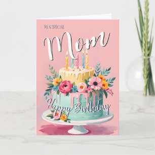 Tarjeta Bonita mamá feliz pastel de cumpleaños mamá de la 