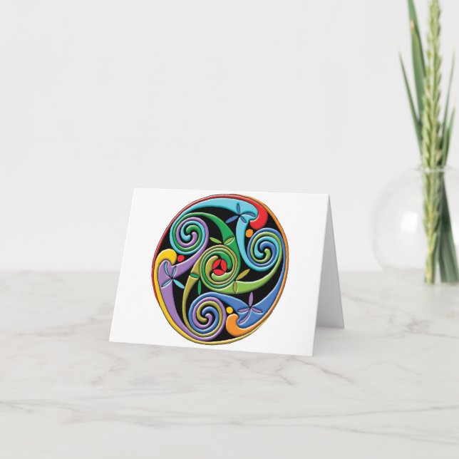 Tarjeta Bonita Mandala celta con coloridas bañeras (Anverso)