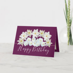 Tarjeta Bonita Moda Floral Bouquet Flor Blanca Cumpleaños