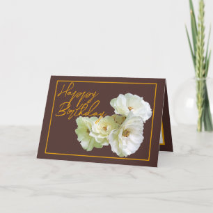 Tarjeta Bonita Moda White Rose Floral Bouquet Cumpleaños