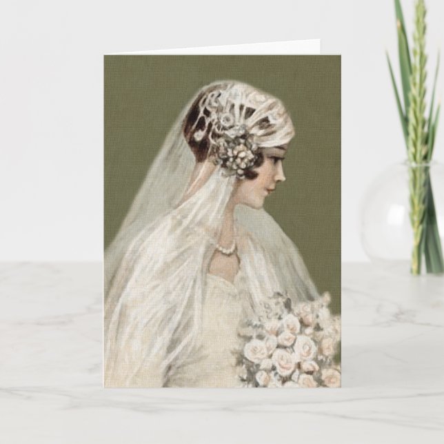 Tarjeta Bonita novia vintage, verde antiguo (Anverso)