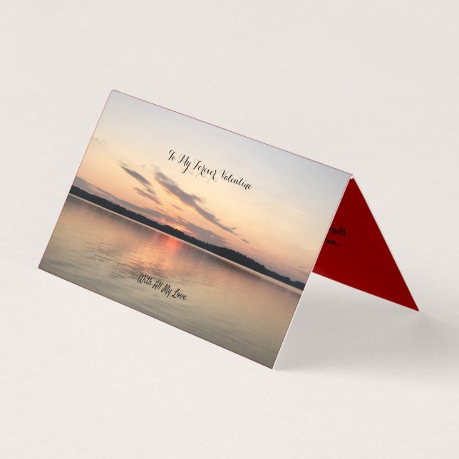 Tarjeta Bonita puesta de sol de San Valentín sobre diseño  (Anverso)