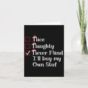 Tarjeta Bonita traviesa compraré a mis propios Navidades d