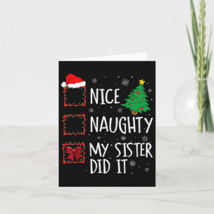 Tarjeta Bonita traviesa, mi hermana hizo Navidad