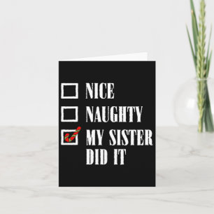 Tarjeta Bonita traviesa, mi hermana hizo navidad a los hom