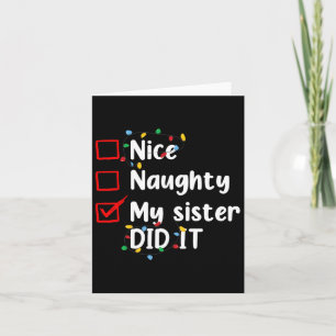 Tarjeta Bonita traviesa, mi hermana hizo navidad a los hom