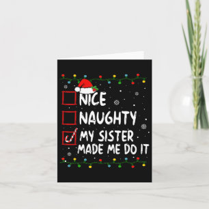 Tarjeta Bonita traviesa mi hermana me hizo hacerlo Navidad
