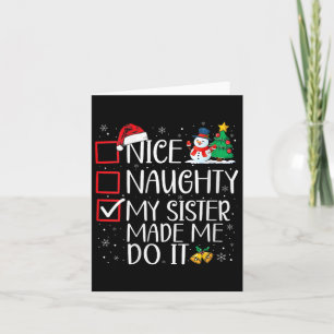 Tarjeta Bonita traviesa mi hermana me hizo hacerlo Navidad