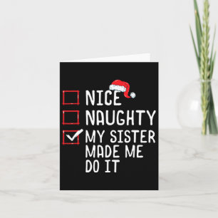 Tarjeta Bonita traviesa mi hermana me hizo hacerlo Navidad