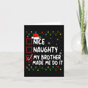 Tarjeta Bonita traviesa mi hermano me hizo hacerlo Navidad