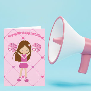 Tarjeta Bonito animador rosa Chica de cumpleaños personali