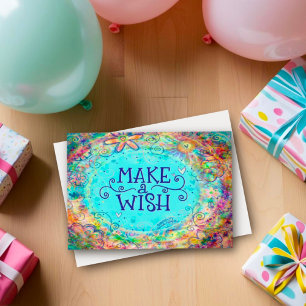 Tarjeta Bonito Aqua hace un deseo feliz cumpleaños Girly