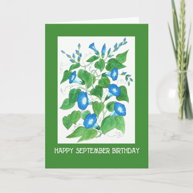 Tarjeta Bonito Azul Moral Gloria Septiembre Cumpleaños (Anverso)