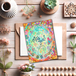 Tarjeta Bonito Colorful Miss You Alegre Inespiritualidad