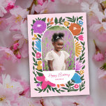 Tarjeta Bonito Coloridas Florencia Foto Abuela Cumpleaños<br><div class="desc">Esta hermosa tarjeta de felicitación de la foto de cumpleaños para la abuela presenta un diseño floral dibujado a mano en magenta / fucsia rosa, naranja, amarillo dorado, morado, azul y verde sobre un fondo de color personalizado (mostrado en rosa claro). El estilo floral es casi tiza / pasteles. ¡Un...</div>