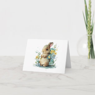 Tarjeta Bonito conejo conejo conejito en flor BLANK