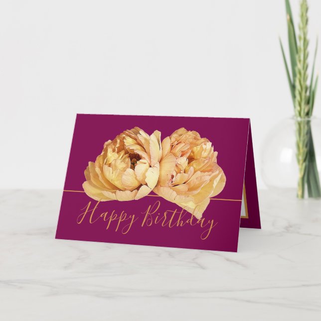Tarjeta Bonito Cream Peony Moda Floral Bouquet Cumpleaños (Anverso)