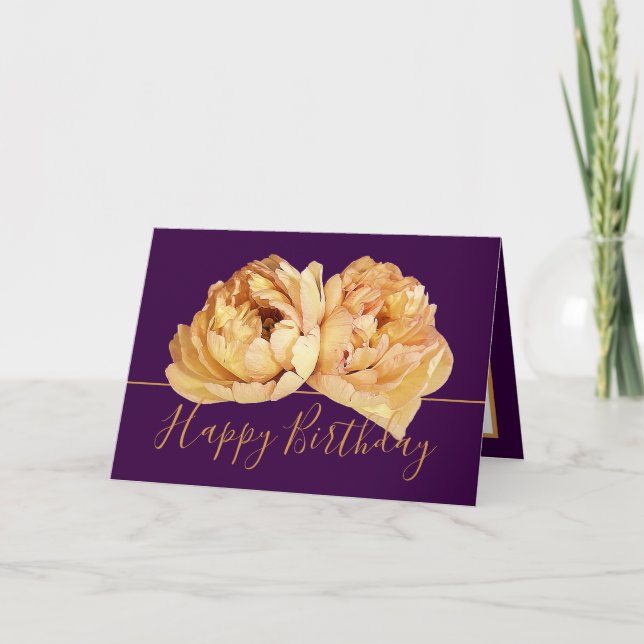 Tarjeta Bonito Cream Peony Moda Floral Bouquet Cumpleaños (Anverso)