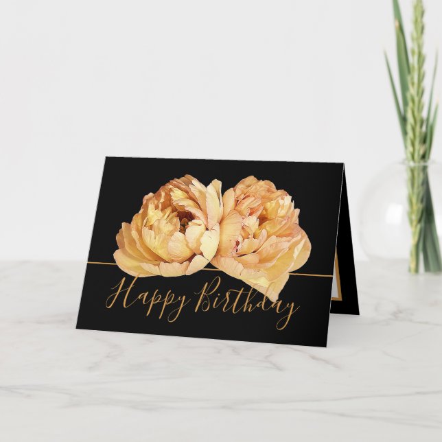 Tarjeta Bonito Cream Peony Moda Floral Bouquet Cumpleaños (Anverso)