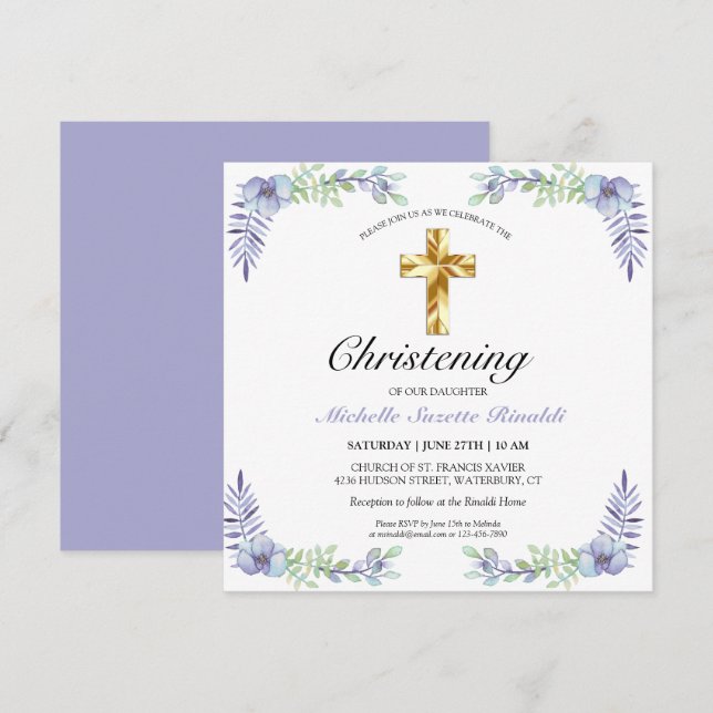 Tarjeta Bonito Crowne Lavender Floral Cristalización (Anverso / Reverso)
