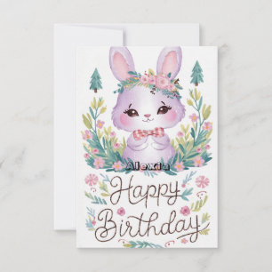 Tarjeta Bonito cumpleaños digital de conejo