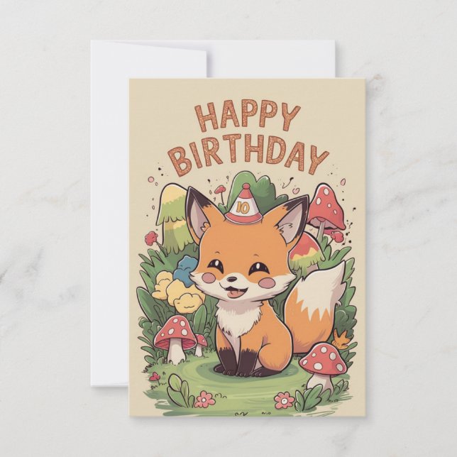 Tarjeta Bonito cumpleaños mágico de Fox (Anverso)