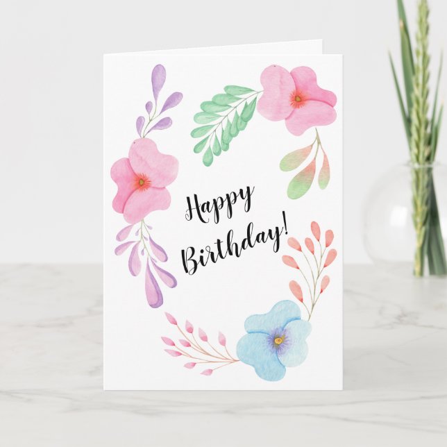 Tarjeta Bonito de diseño personalizado de flor de cumpleañ (Anverso)