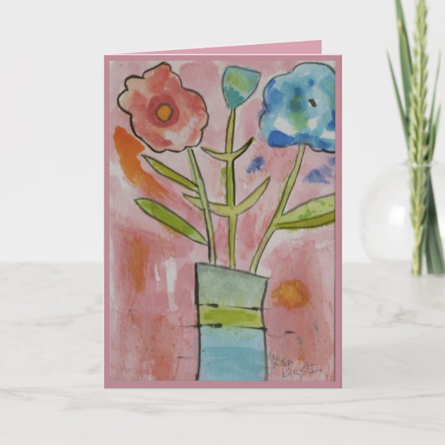 Tarjeta Bonito de flores de Artsy Pink Happy Birday (Anverso)