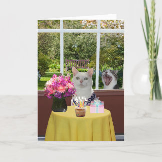 Tarjeta Bonito de personalizable Gato Fotobomb Femenino Cu