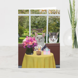 Tarjeta Bonito de personalizable Gato Fotobomb Femenino Cu