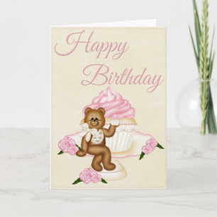 Tarjeta Bonito Elegante De Vainilla Cupcake Feliz Cumpleañ