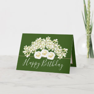 Tarjeta Bonito Flor Flor Orquídea Blanca Cumpleaños