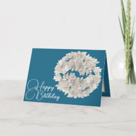 Tarjeta Bonito Flor Orquídea Blanca Garland Cumpleaños