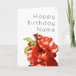 Tarjeta Bonito Flor Roja Quince Floral Art Decó Cumpleaños