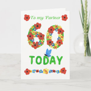 Tarjeta Bonito Floral 60º cumpleaños, para pareja