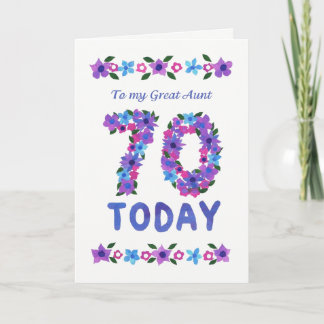 Tarjeta Bonito Floral 70º cumpleaños, por tía grande