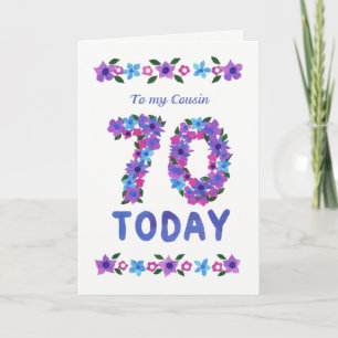 Tarjeta Bonito Floral 70 cumpleaños, para Primo
