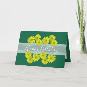 Tarjeta Bonito Floral Bouquet Daisy Flor Aniversario Verde