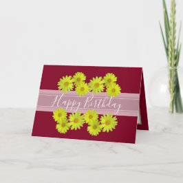 Tarjeta Bonito Floral Bouquet Daisy Flor Nacimiento Rojo