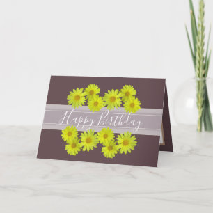 Tarjeta Bonito Floral Bouquet Daisy Flower Brown Cumpleaño