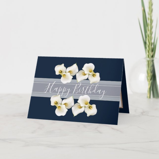 Tarjeta Bonito Floral Bouquet Lilies Flower Naval Cumpleañ (Anverso)