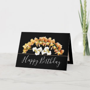 Tarjeta Bonito Floral Bouquet Orquid Lily Flores Cumpleaño