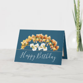 Tarjeta Bonito Floral Bouquet Orquid Lily Flores Cumpleaño