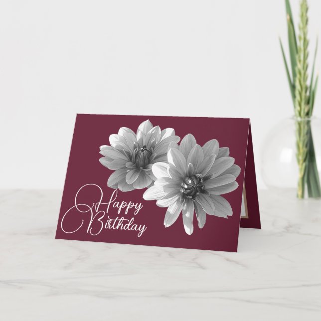 Tarjeta Bonito Floral Elegante Dahlia Flor Nacimiento Rojo (Anverso)