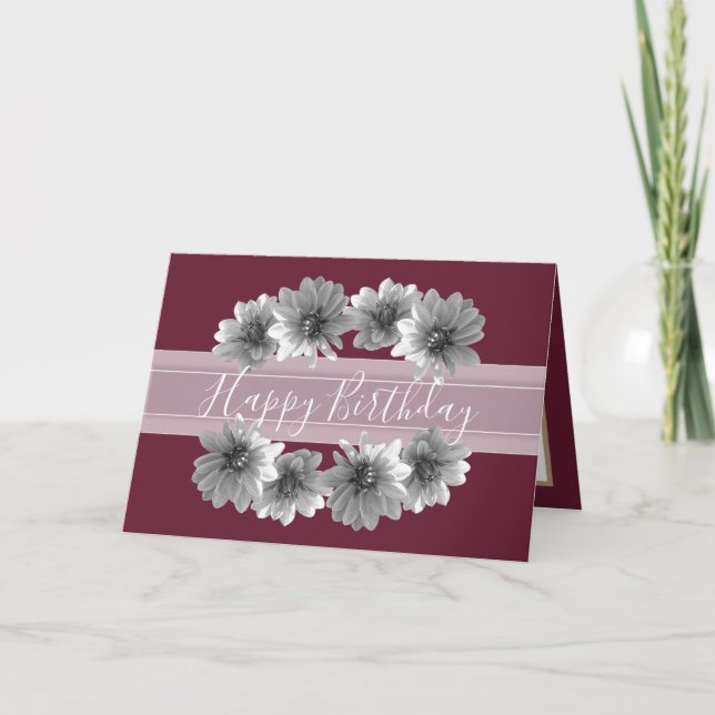 Tarjeta Bonito Floral Elegante Dahlia Flor Nacimiento Rojo (Anverso)