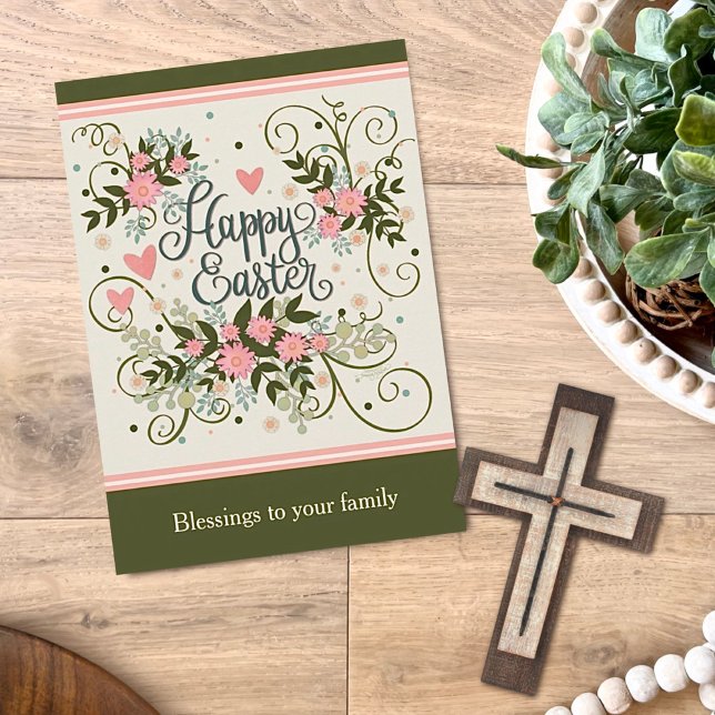 Tarjeta Bonito Floral Feliz Inespiritualidad de Pascua (Subido por el creador)