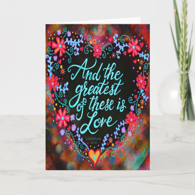 Tarjeta Bonito Floral Greatest es Love Heart (Anverso)